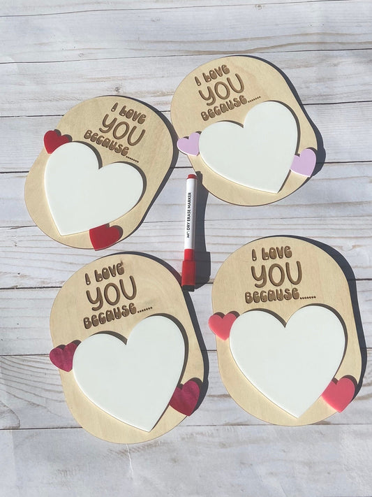 Mini Love Message Sign | I love you because sign | Valentines Day Sign | Words of Affirmation | Love Message | Dry Erase Sign | Love note